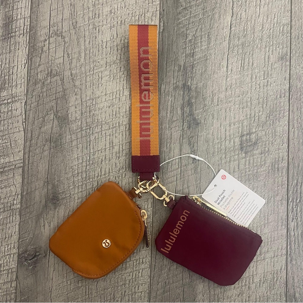 Lululemon Dual Pouch Wristlet in Orange and Burgundy